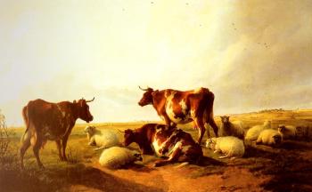托馬斯 辛德尼 庫珀 Cattle and Sheep In A Landscape